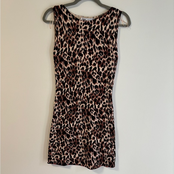 Zara NWT knit leopard print mini dress - Picture 2 of 6